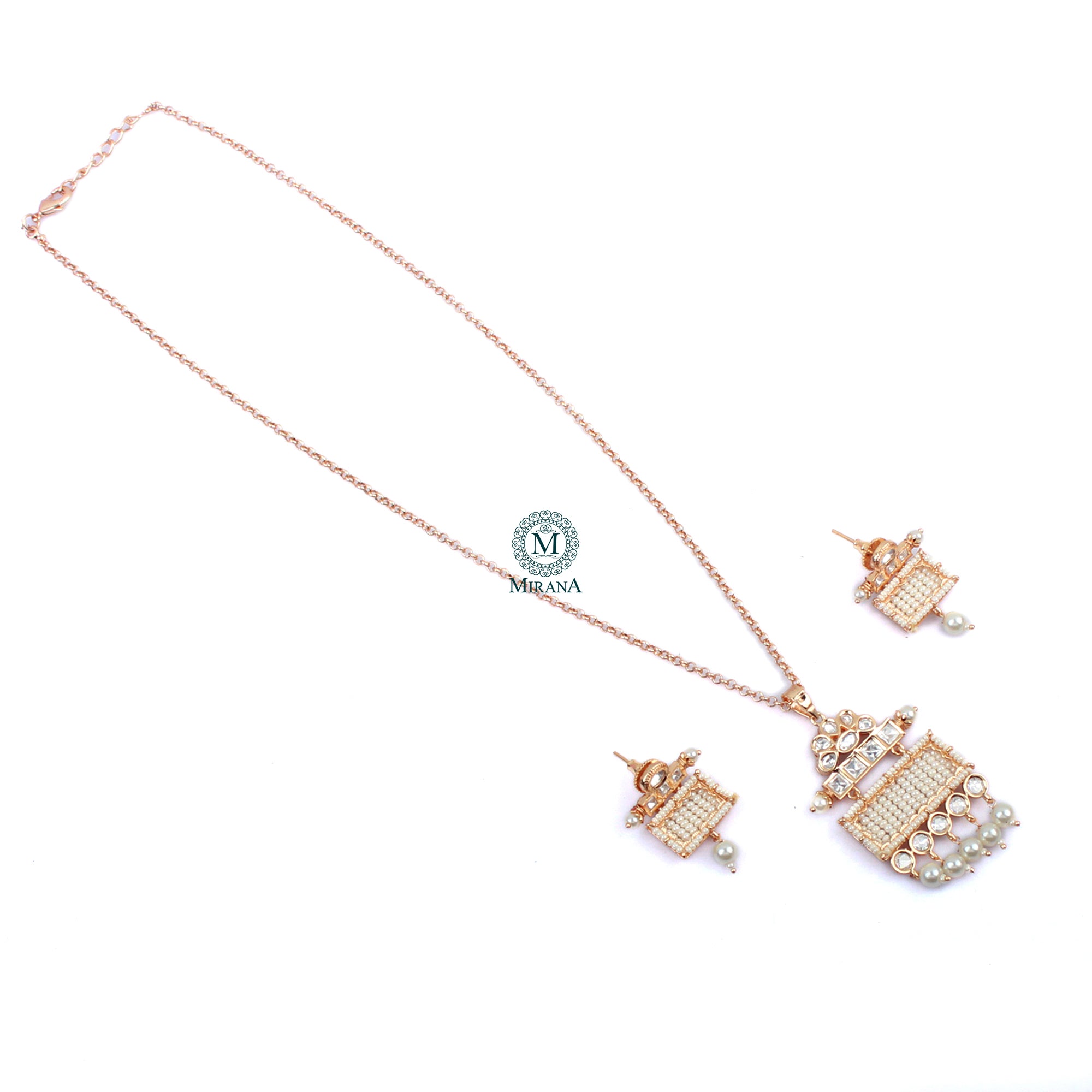 Aradhika Pearl Polki Designer Pendant Set