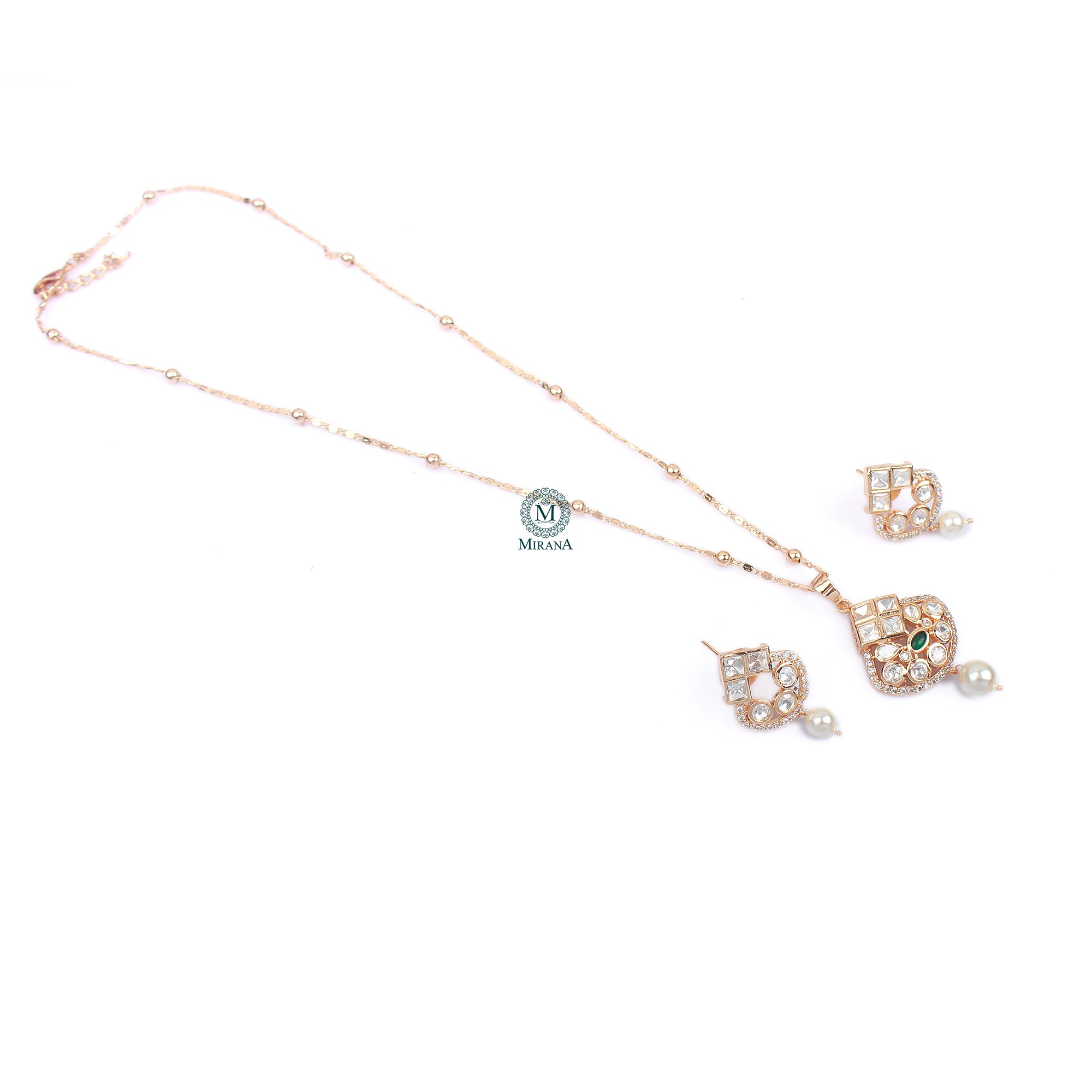 Tanvi Pearl Polki Designer Pendant Set