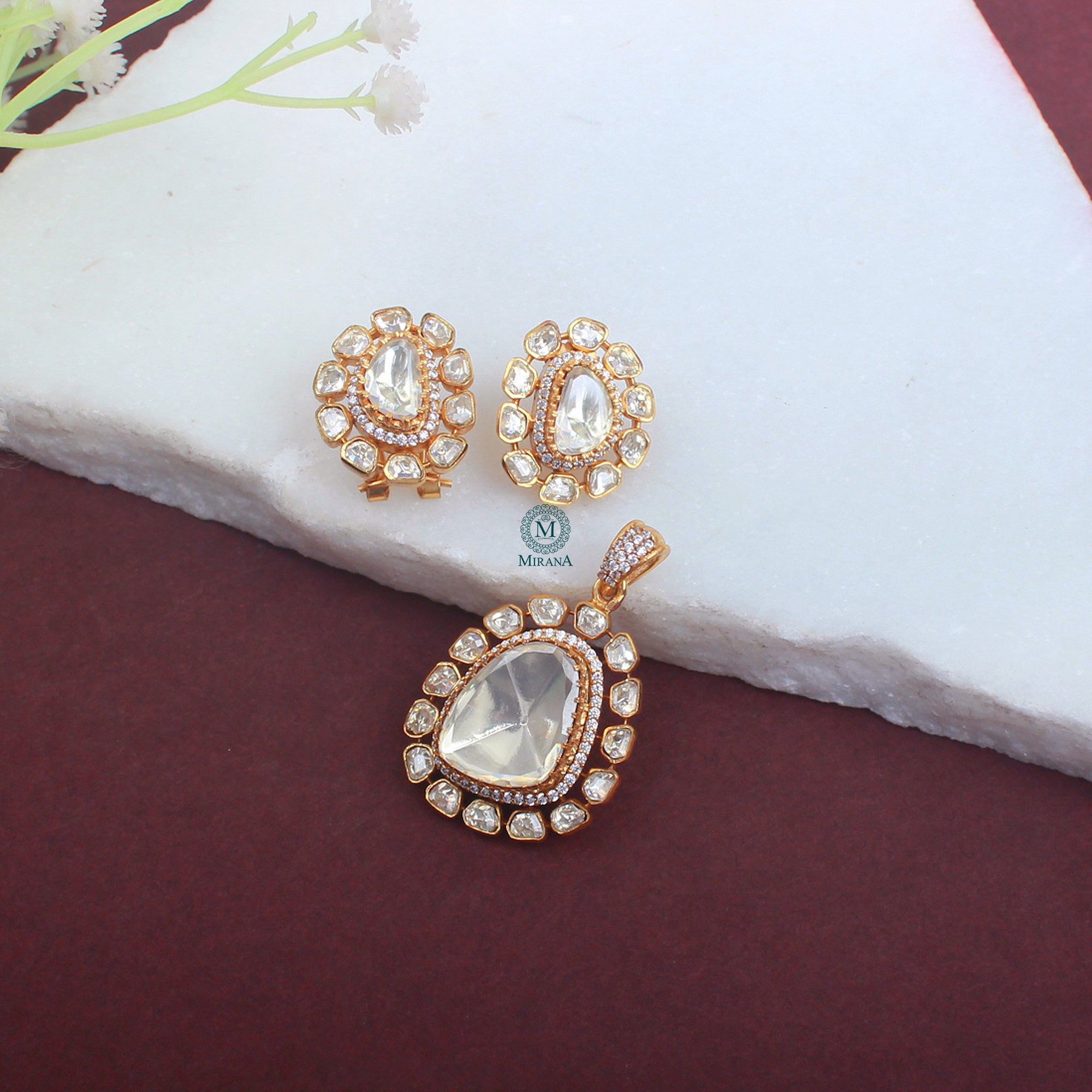Aisha Moissanite Designer Pendant Set