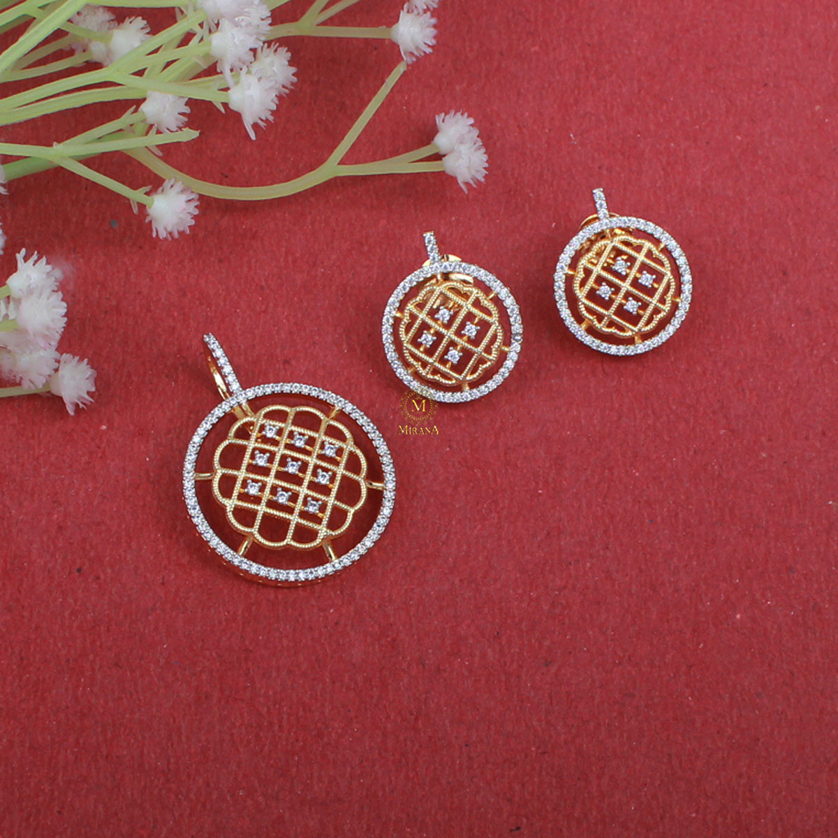 Lila CZ Designer Pendant Set