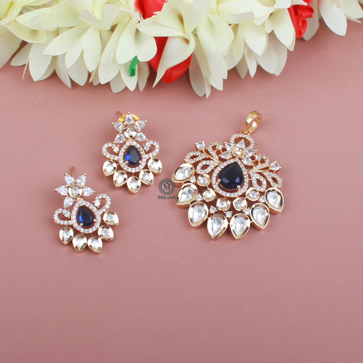Pankhi Polki Designer Pendant Set