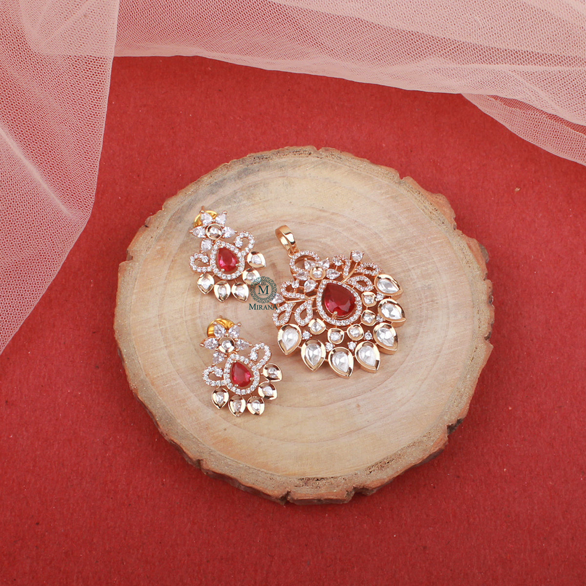 Pankhi Polki Designer Pendant Set