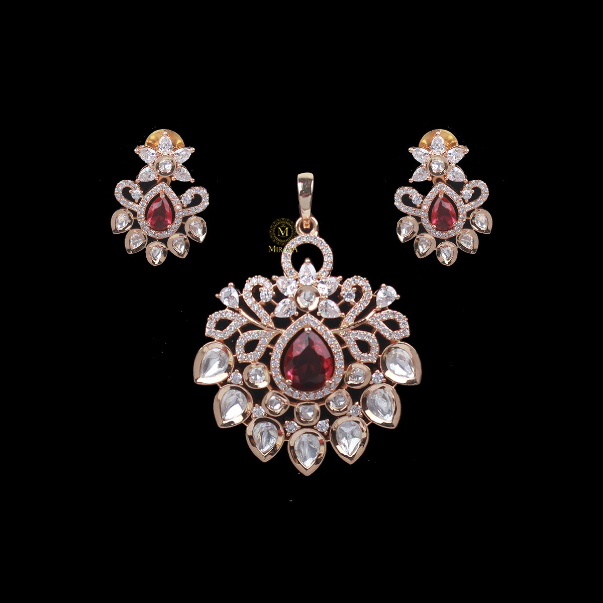 Pankhi Polki Designer Pendant Set