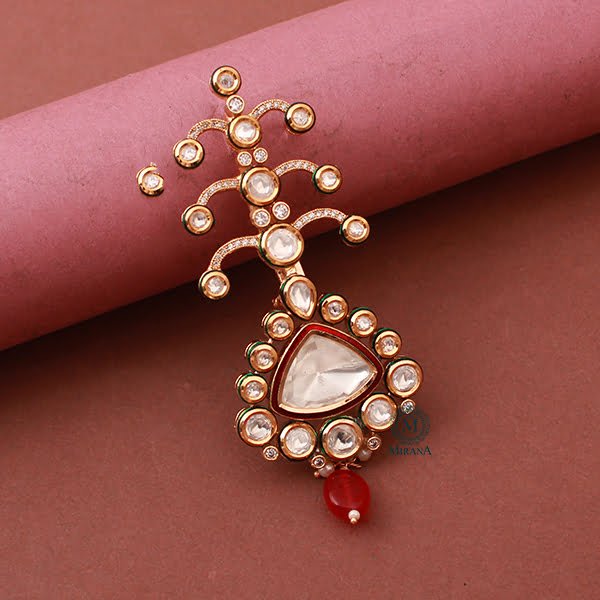 Sharvi Ruby Green Polki Designer Brooch