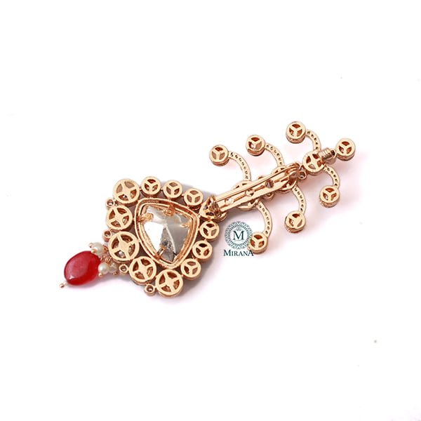 Sharvi Ruby Green Polki Designer Brooch