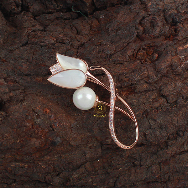 Florent Pearl CZ Designer Brooch