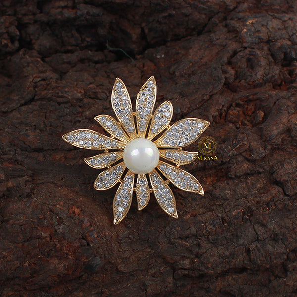 Kalix Pearl CZ Designer Brooch