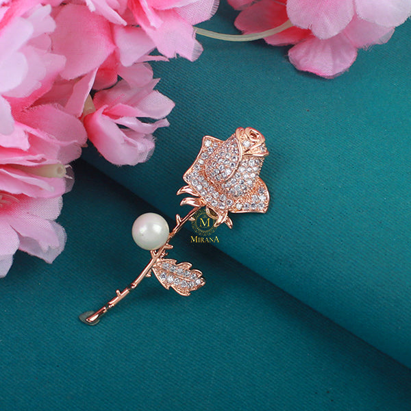 James Pearl CZ Designer Brooch