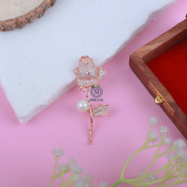 James Pearl CZ Designer Brooch
