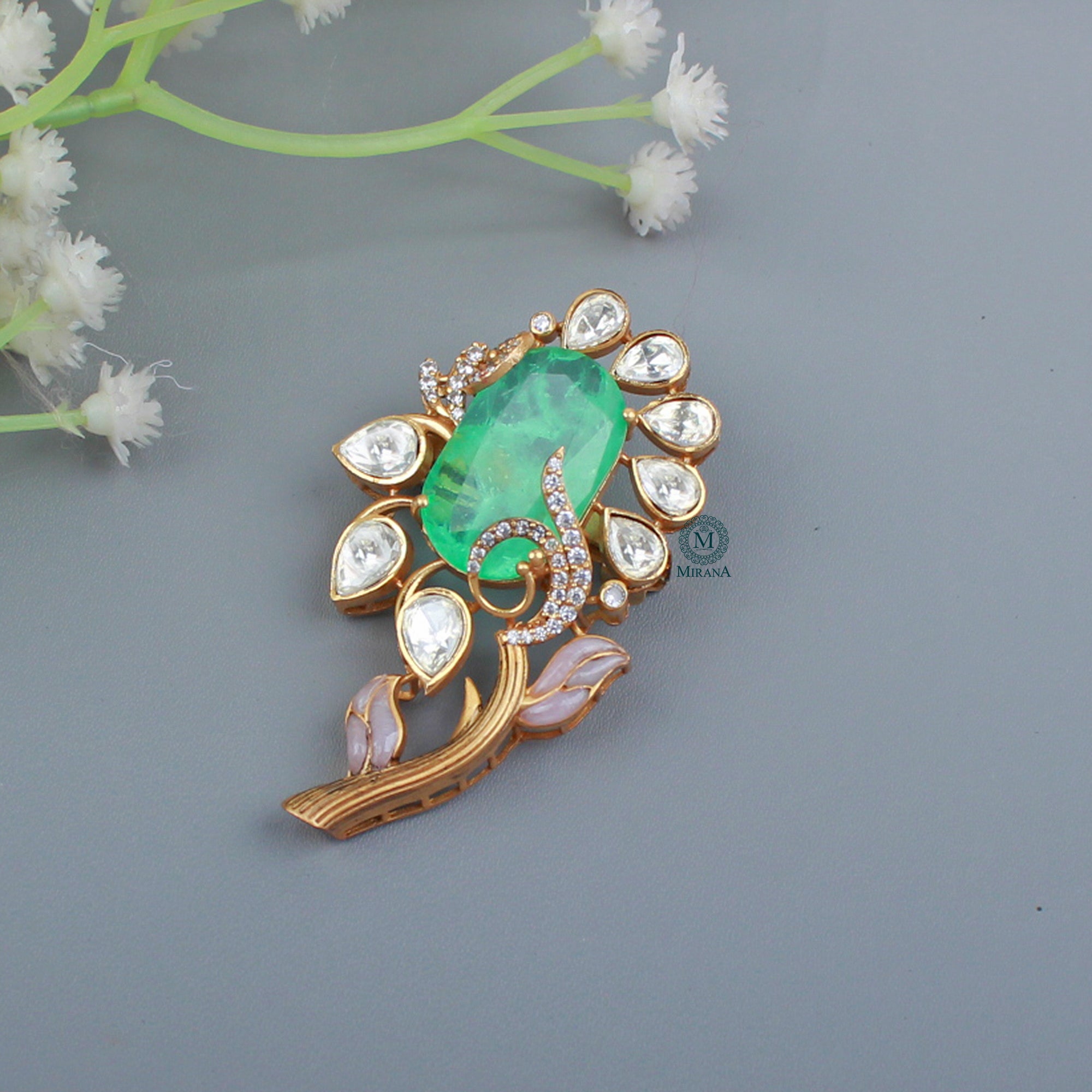 Vansh Moissanite Designer Brooch
