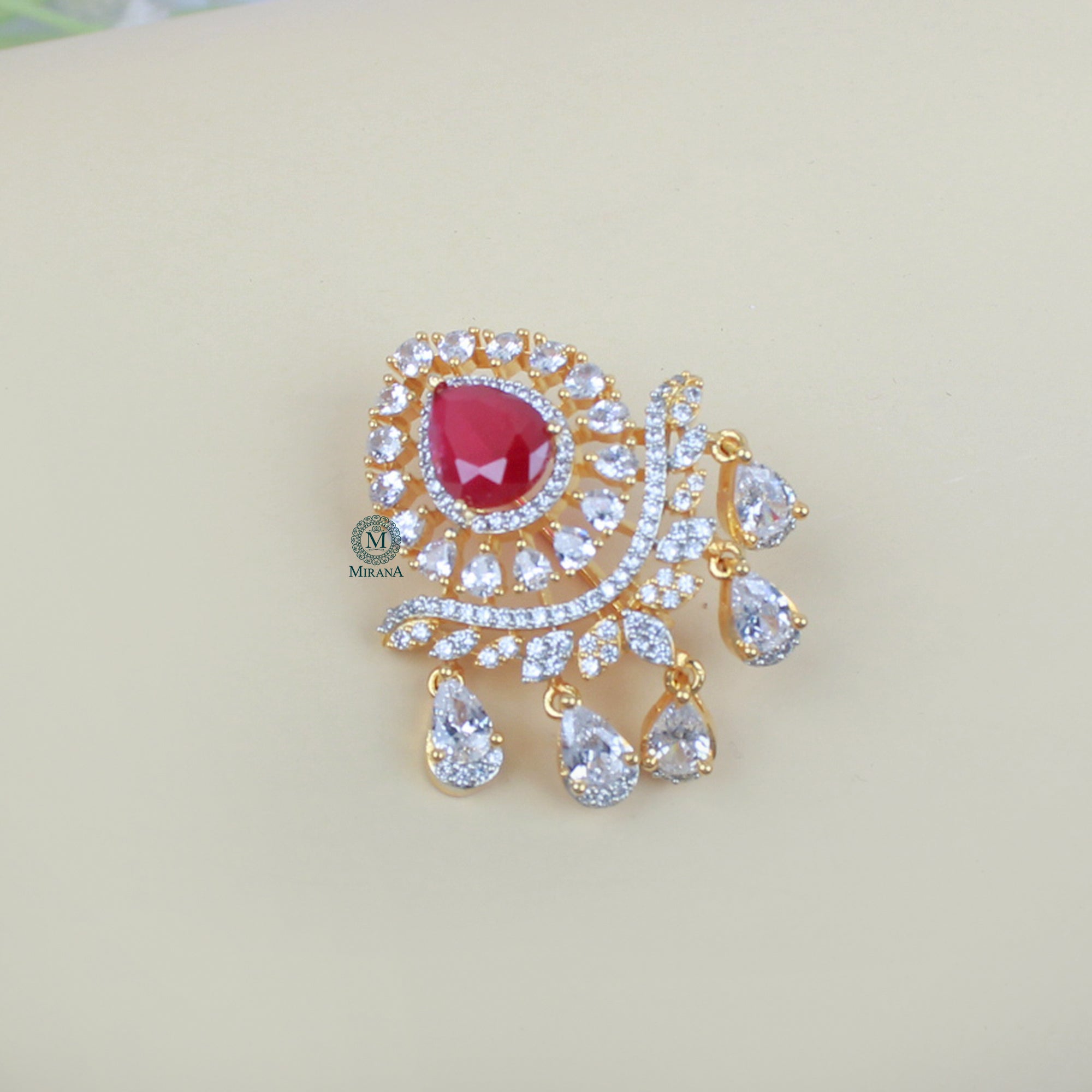 Anay CZ Designer Brooch
