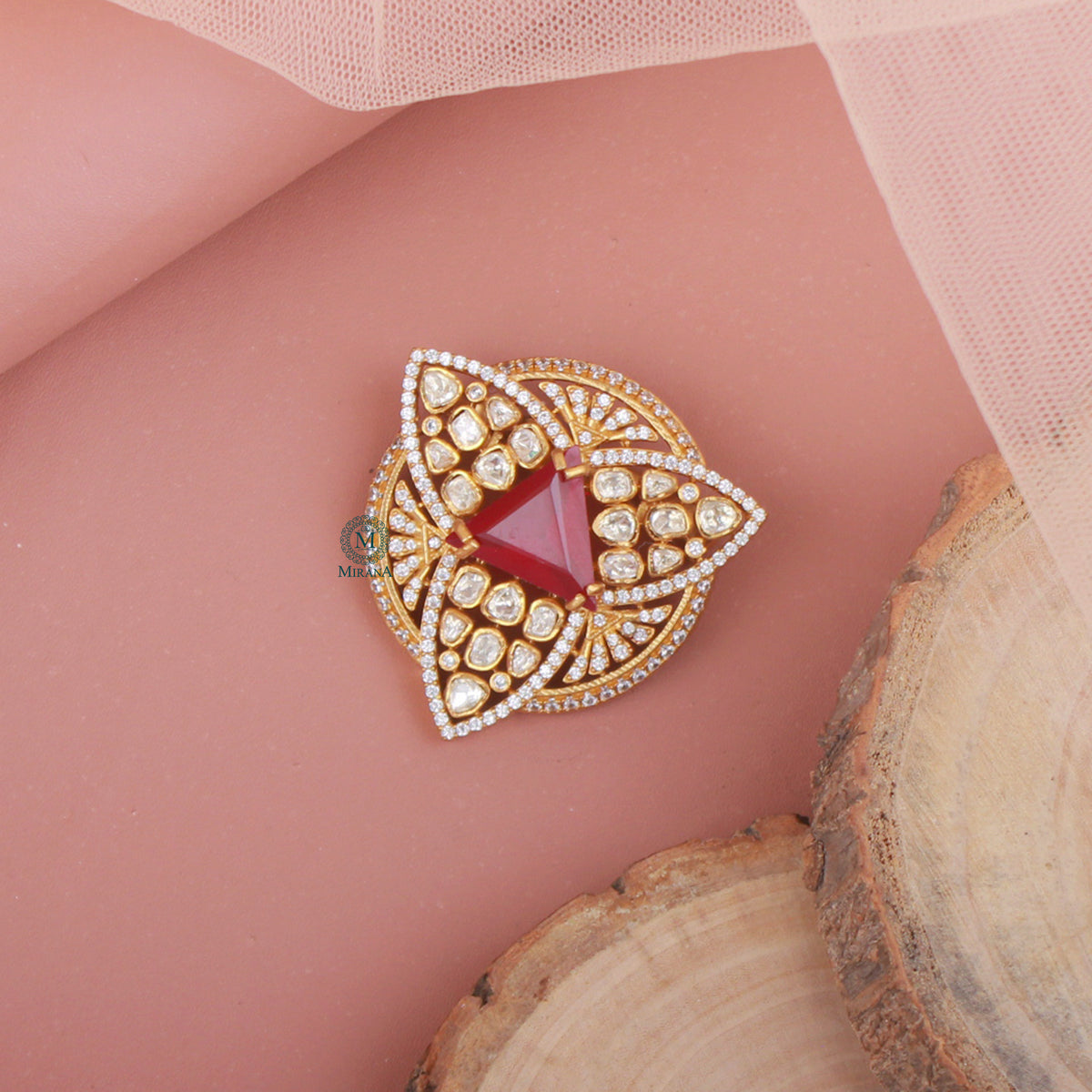 Atharv Moissanite Designer Brooch