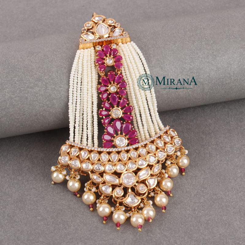 Suhasani Bridal Polki Ruby Colored Passa