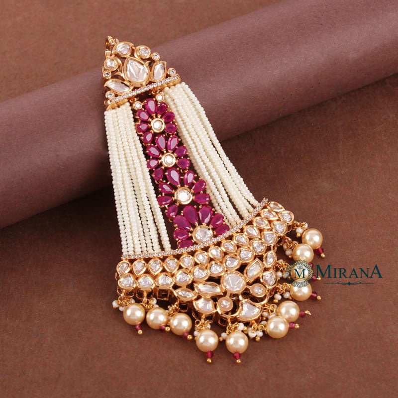 Suhasani Bridal Polki Ruby Colored Passa