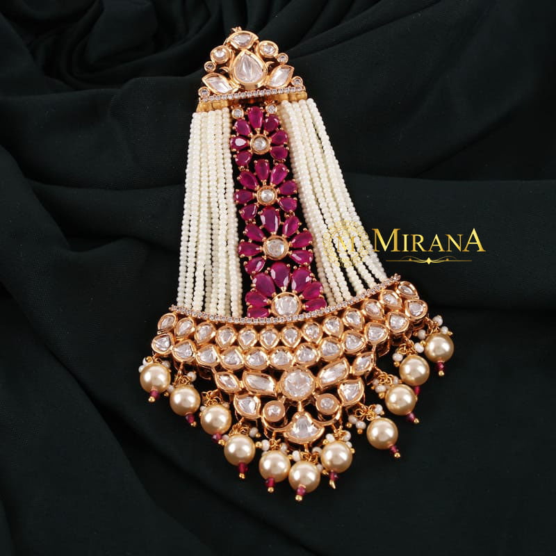 Suhasani Bridal Polki Ruby Colored Passa