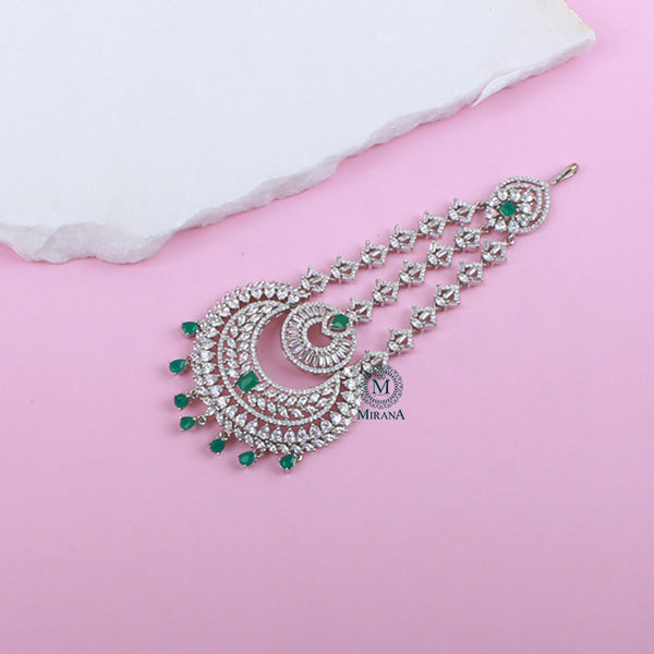 Ainara Emerald Green CZ Designer Passa