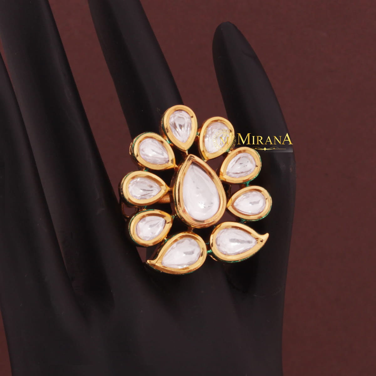 Kundan Drop Colored Ring