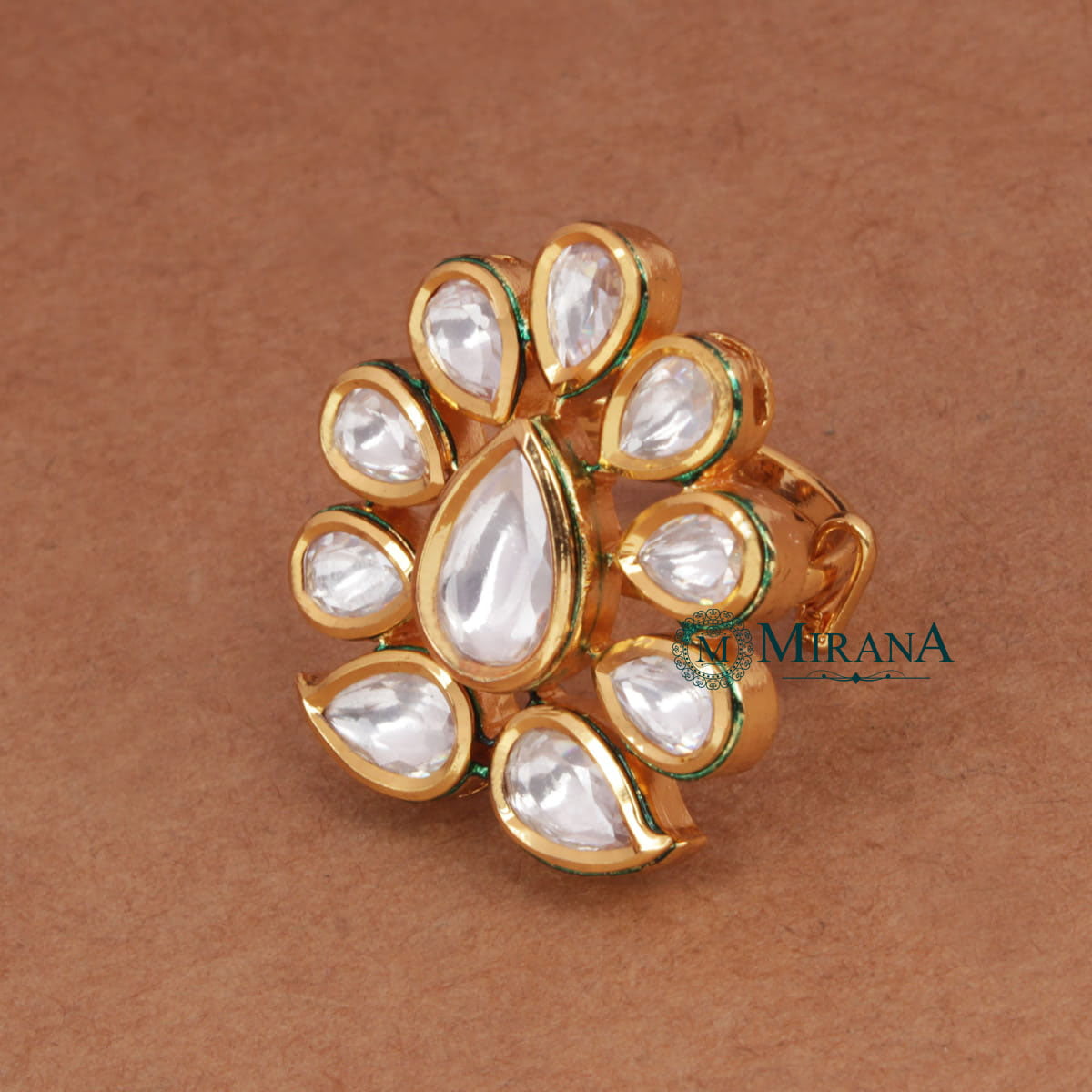 Kundan Drop Colored Ring