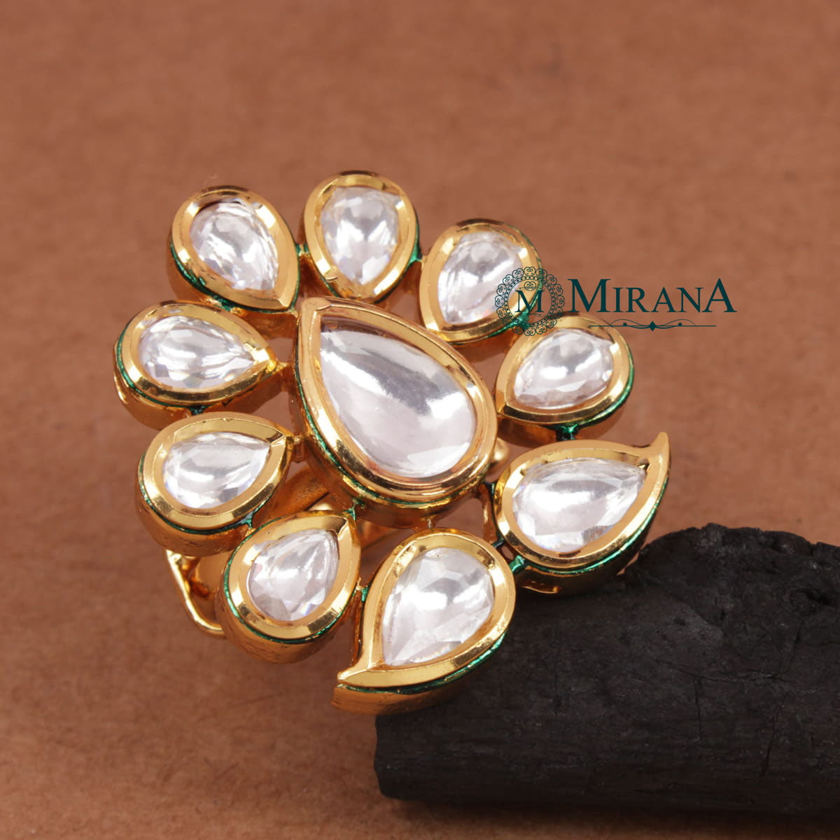 Kundan Drop Colored Ring