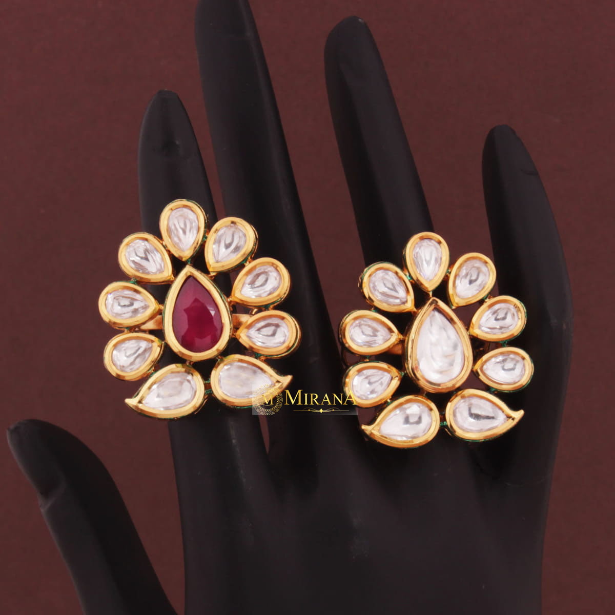 Kundan Drop Colored Ring