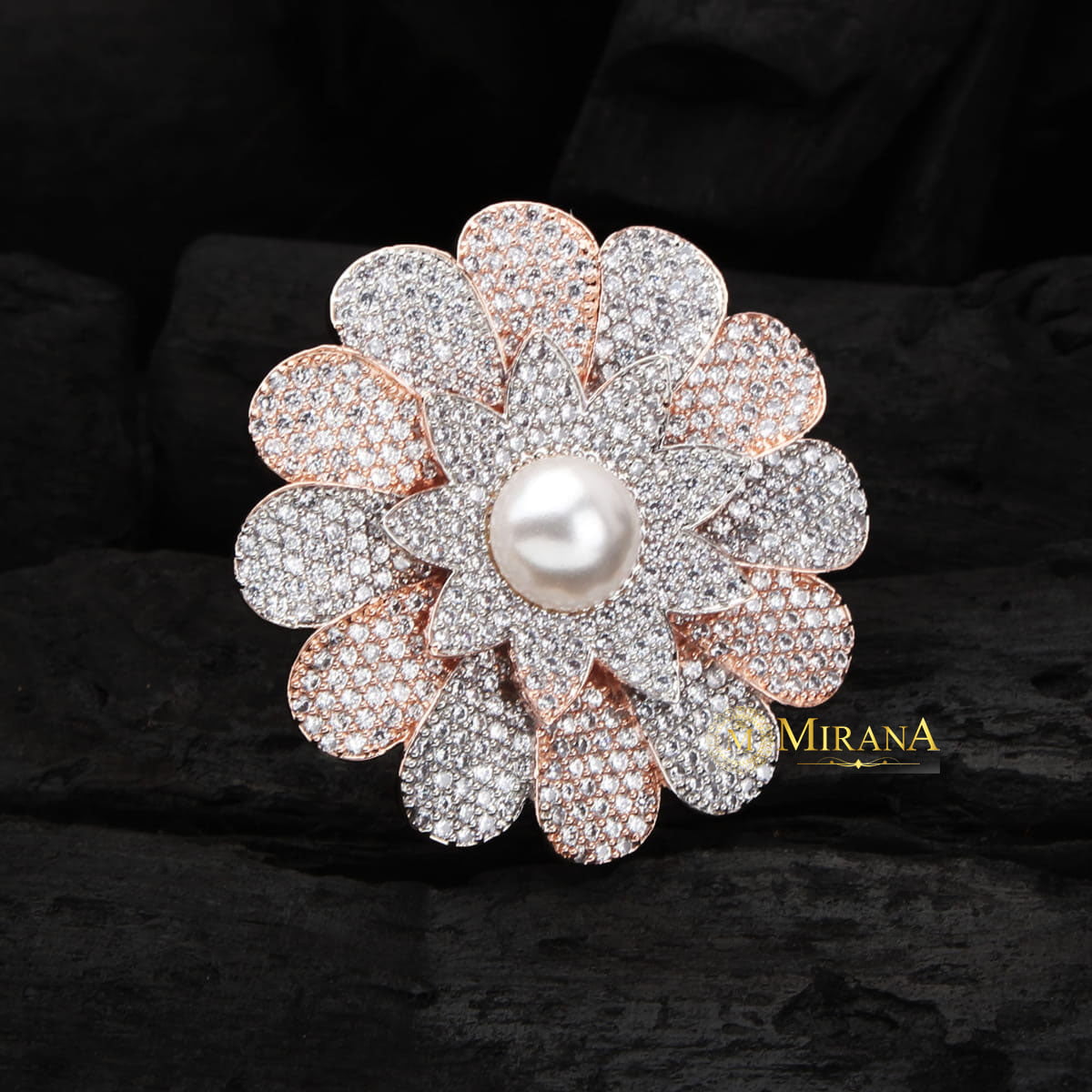 Pearl Studded Dual Tone Ring