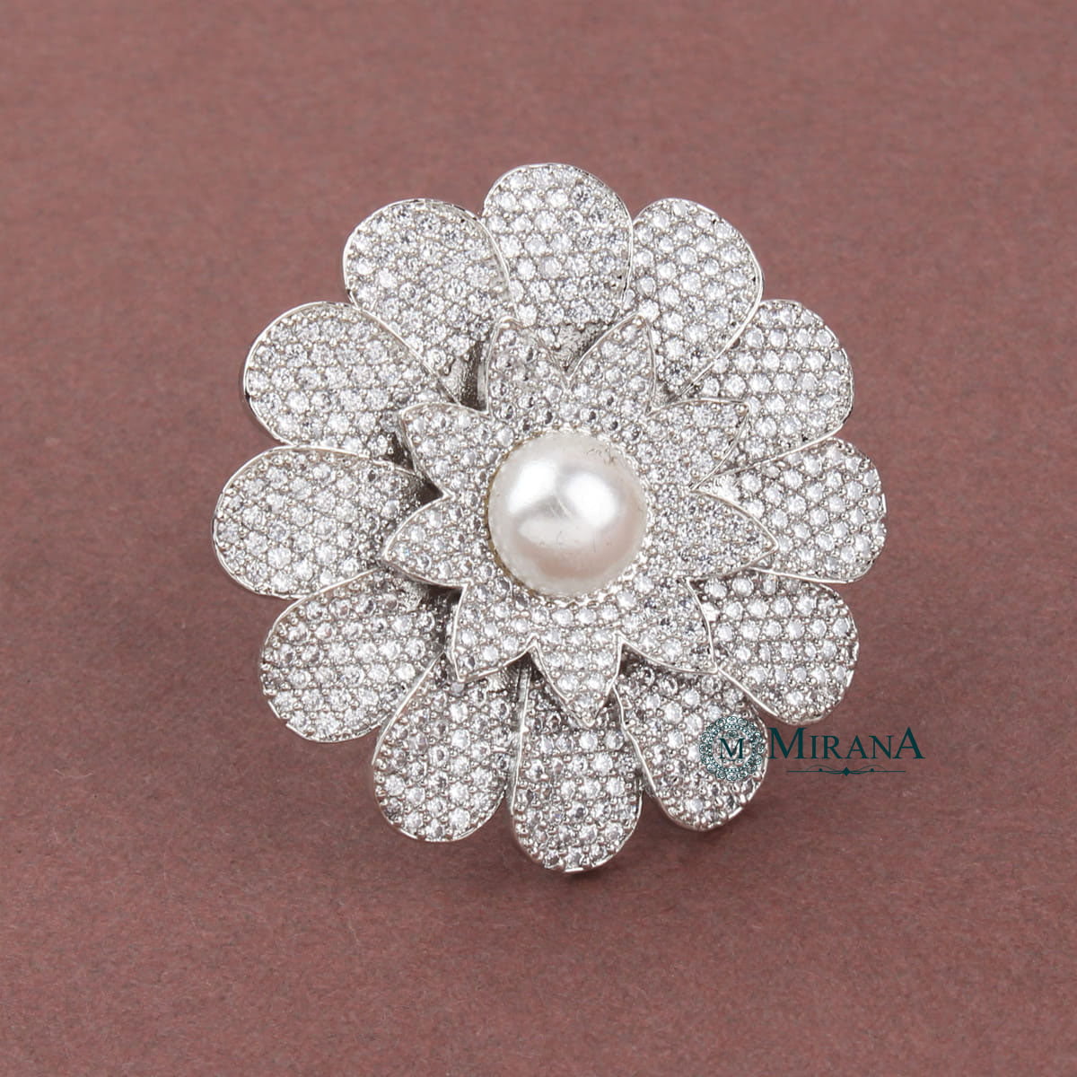 Pearl Studded Dual Tone Ring