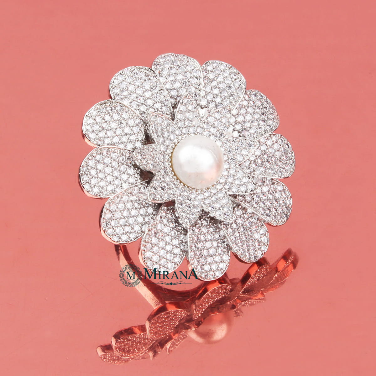 Pearl Studded Dual Tone Ring