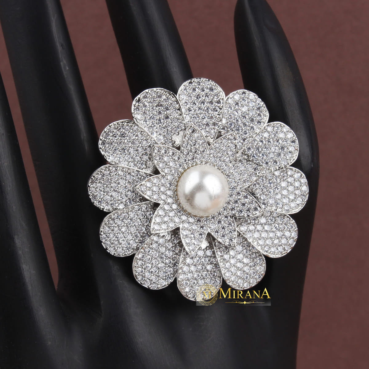 Pearl Studded Dual Tone Ring