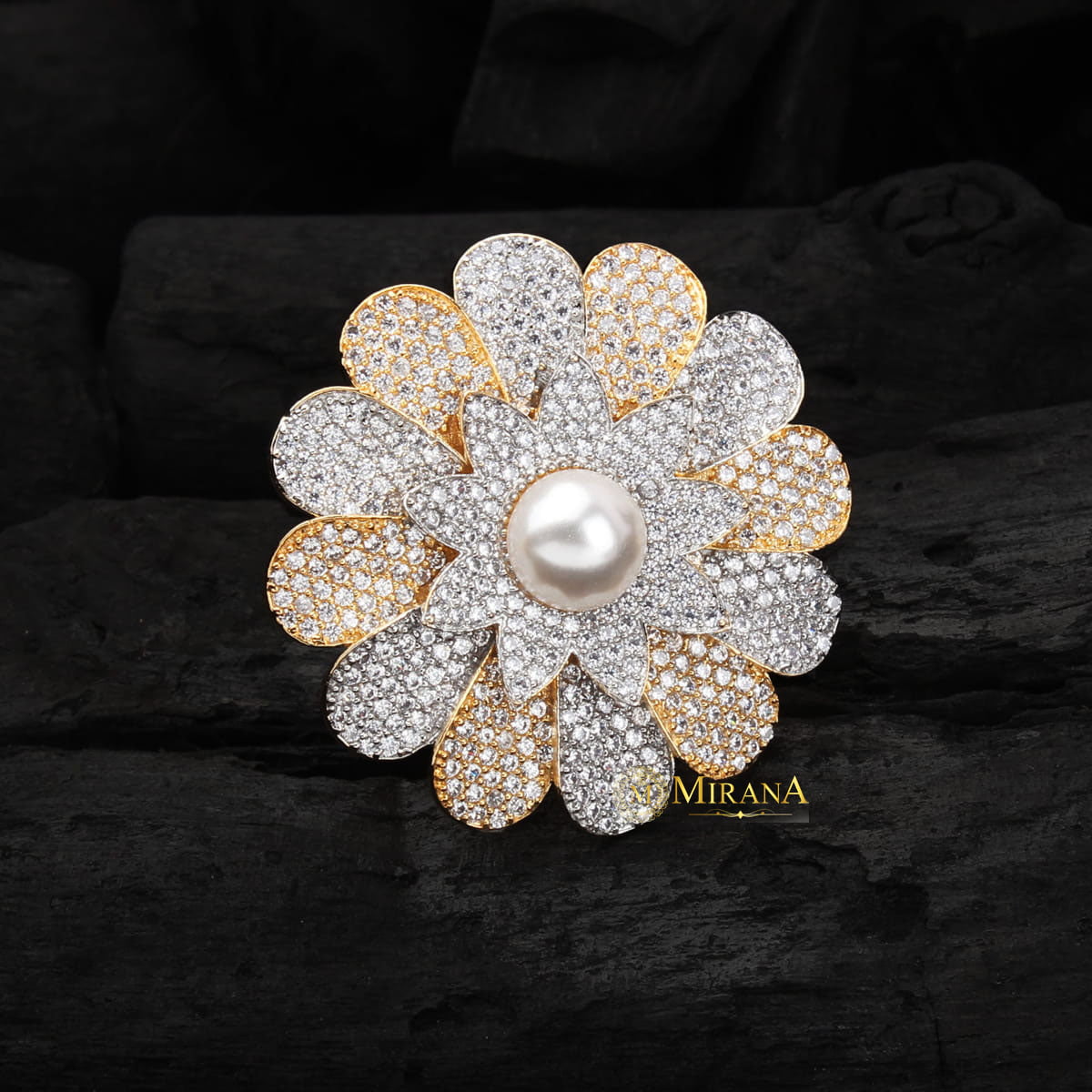 Pearl Studded Dual Tone Ring