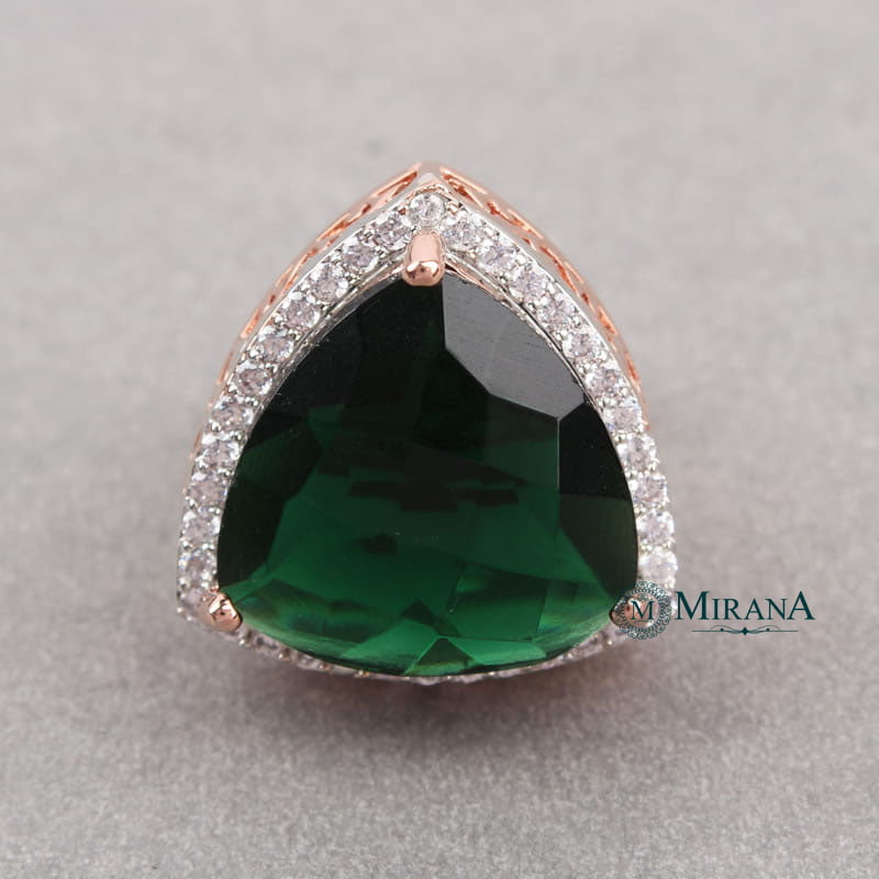 Alora Green Colored Designer Ring