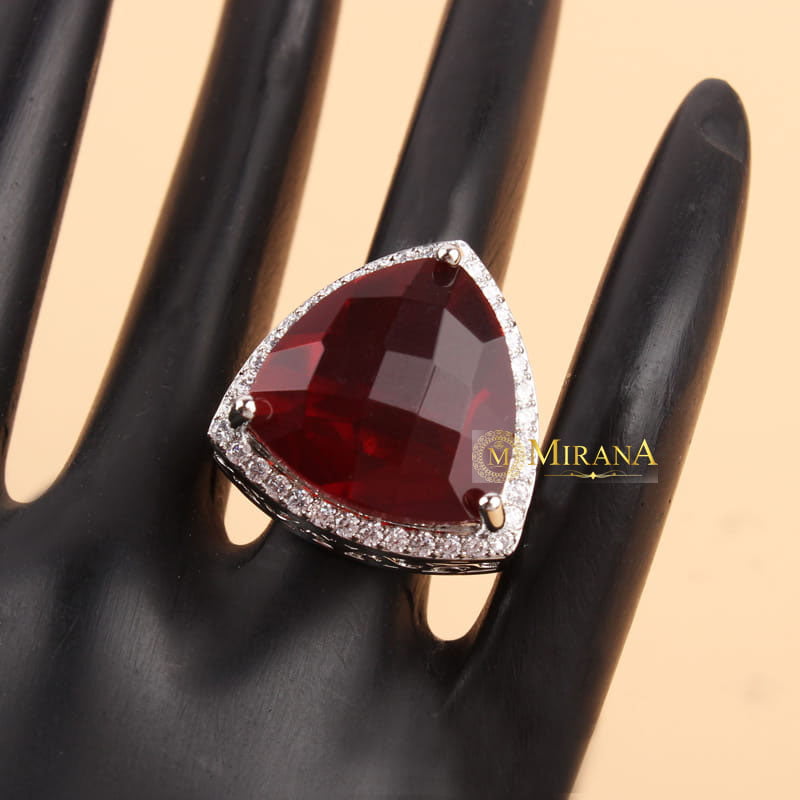 Alora Red Colored Designer Ring