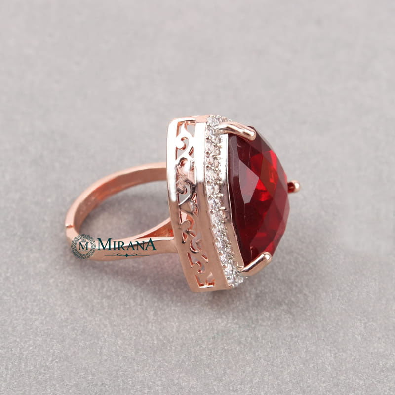 Alora Red Colored Designer Ring