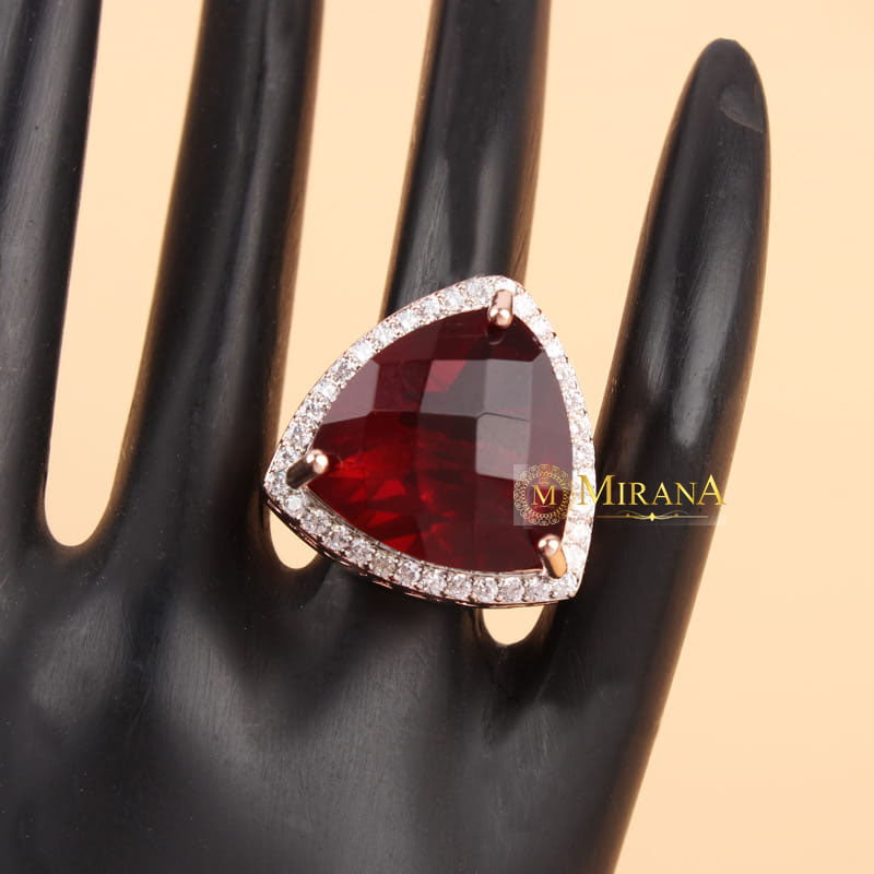 Alora Red Colored Designer Ring