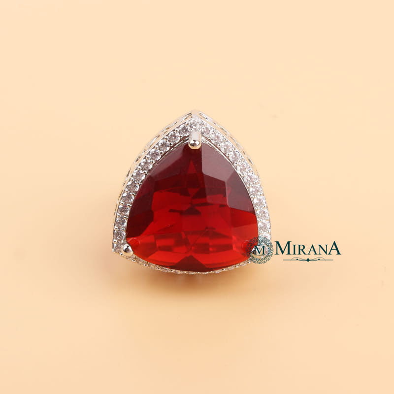 Alora Red Colored Designer Ring