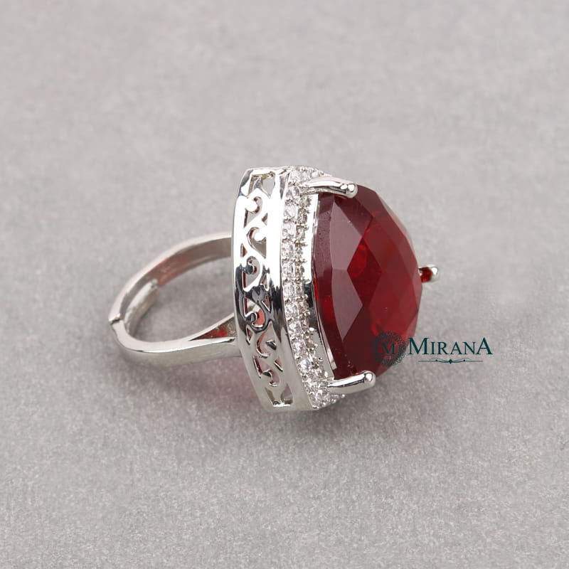 Alora Red Colored Designer Ring