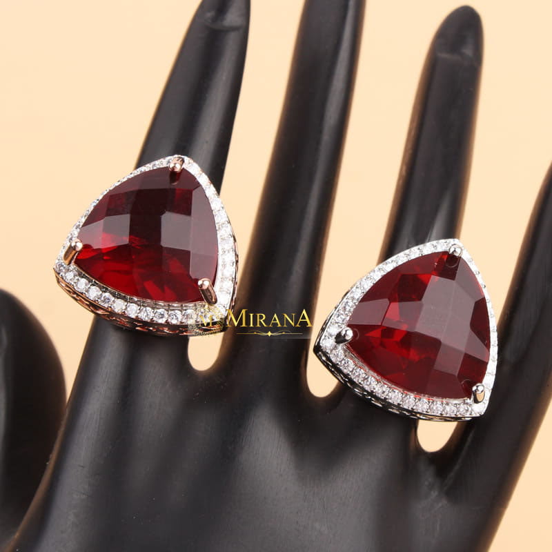 Alora Red Colored Designer Ring