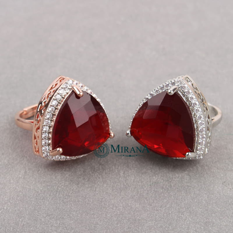 Alora Red Colored Designer Ring