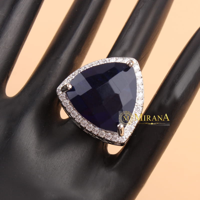 Alora Blue Colored Designer Ring