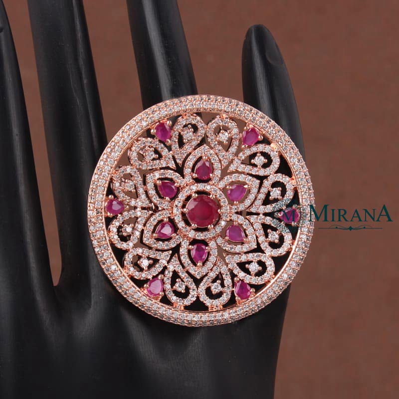 Lauren Flower Ruby Colored Designer Ring