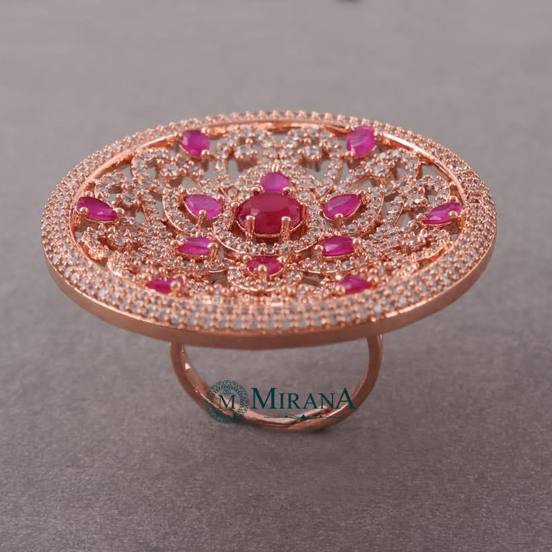 Lauren Flower Ruby Colored Designer Ring