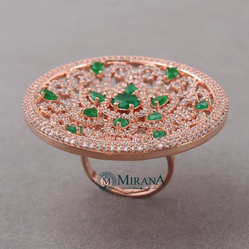 Lauren Flower Green Colored Designer Ring