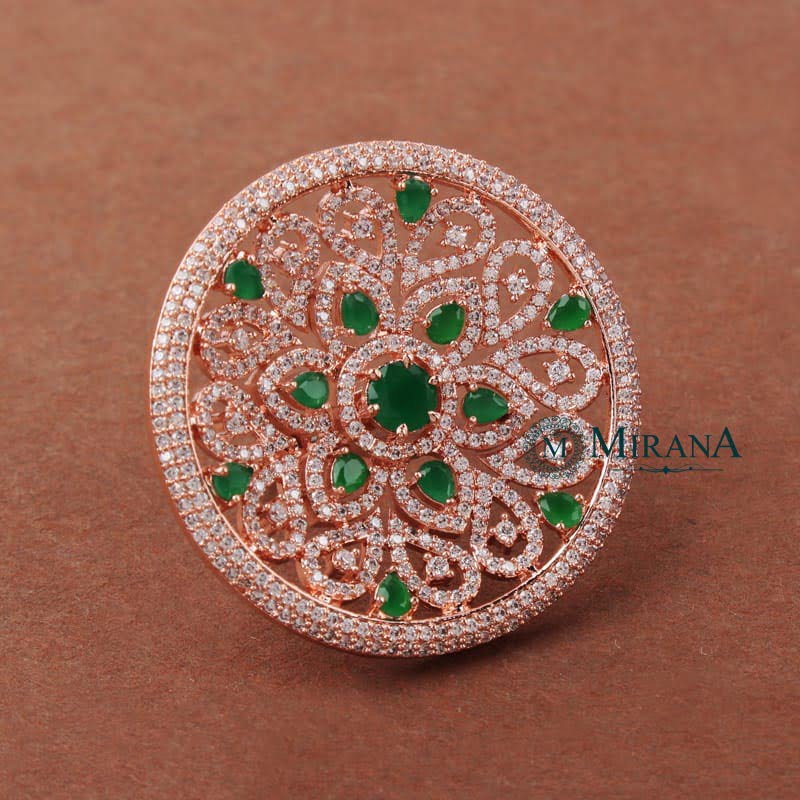 Lauren Flower Green Colored Designer Ring