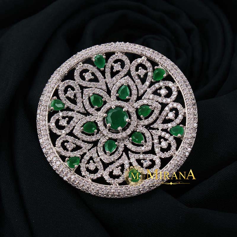 Lauren Flower Green Colored Designer Ring