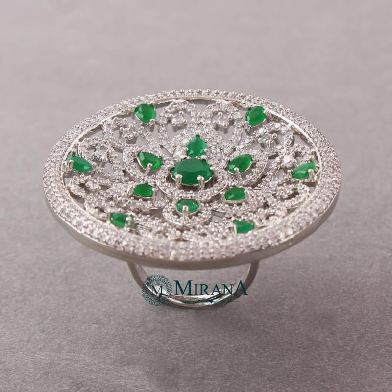 Lauren Flower Green Colored Designer Ring