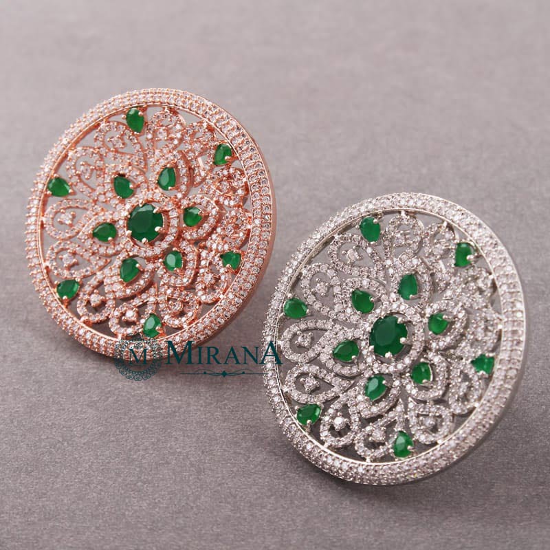 Lauren Flower Green Colored Designer Ring