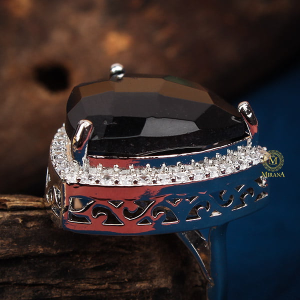 Alora Black Coloured Designer Ring