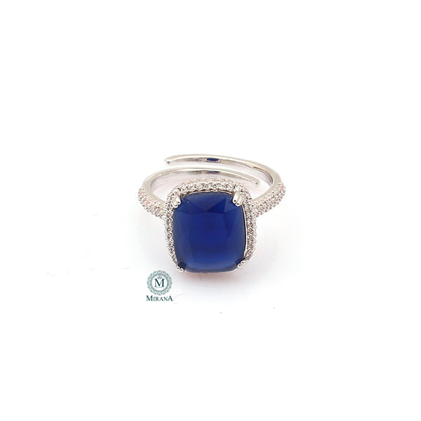 Selena Sapphire Blue Coloured CZ Designer Ring