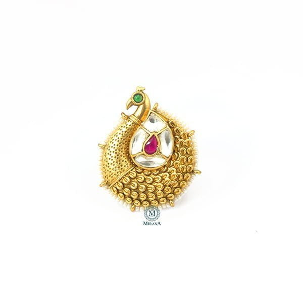 Rani Mayuri Ruby Green Antique Ring