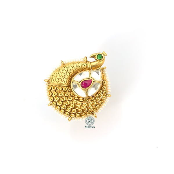 Rani Mayuri Ruby Green Antique Ring