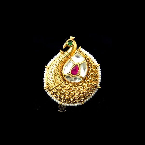Rani Mayuri Ruby Green Antique Ring